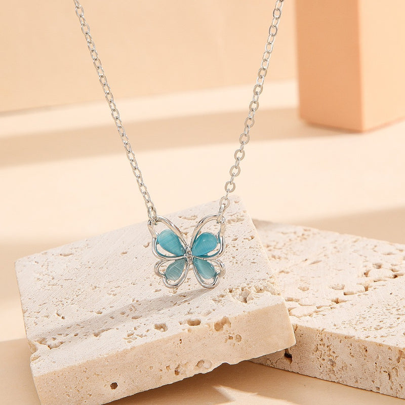 Multicolor Butterfly Pendant Necklace