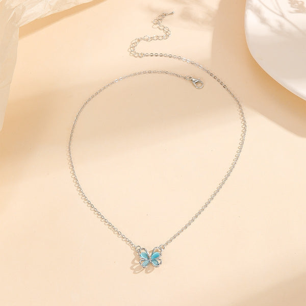 Multicolor Butterfly Pendant Necklace