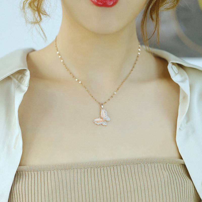Crystal Butterfly Pendant Necklace