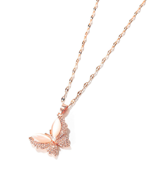 Crystal Butterfly Pendant Necklace