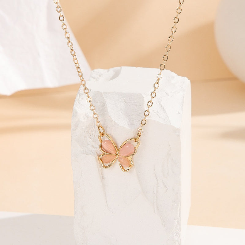 Multicolor Butterfly Pendant Necklace
