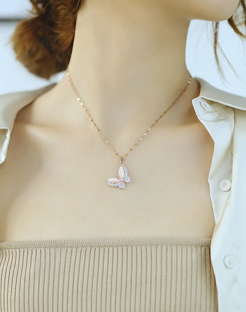 Crystal Butterfly Pendant Necklace