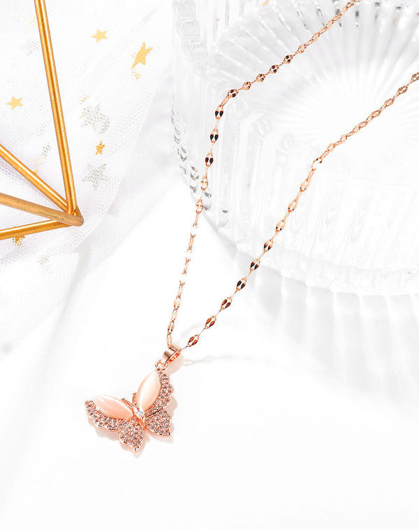 Crystal Butterfly Pendant Necklace